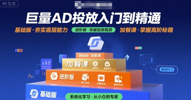 巨量AD投放入门到精通，基础版+进阶版+加餐课-轻创网