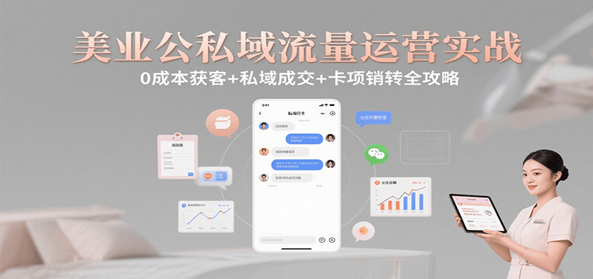 美业公私域流量运营实战：0成本获客+私域成交+卡项销转全攻略-轻创网
