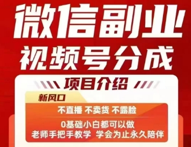 微信副业视频号分成，不直播 不卖货 不露脸，三五分钟即可完成一条作，每日收益几十、几张不等-轻创网