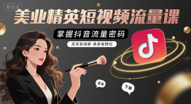美业精英短视频流量课，掌握抖音流量密码，天天有询单，条条有转化-轻创网