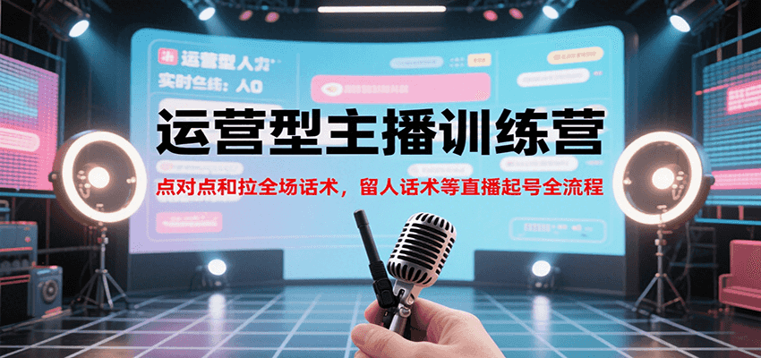 运营型主播训练营，点对点和拉全场话术，留人话术等直播起号全流程(更新8月)-轻创网