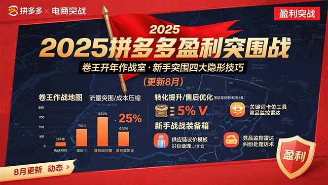 2025拼多多盈利突围战：卷王开年作战室，新手突围四大隐形技巧(更新8月-轻创网
