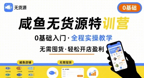 无货源特训营，0基础带你玩转咸鱼无货源-轻创网