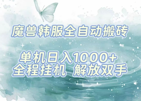 最新韩服游戏搬砖，单机日入1k+，全自动运行挂G项目，解放双手【揭秘】-轻创网