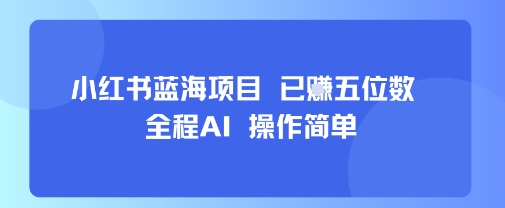 小红书蓝海项目，全程AI，操作简单，已挣五位数-轻创网
