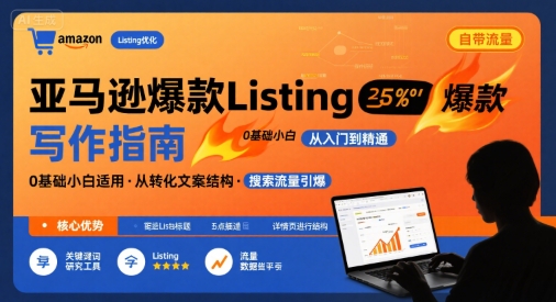 亚马逊爆款Listing写作方法，亚马逊0基础小白也能写爆款自带流量的Listing-轻创网