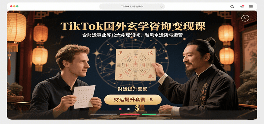 TikTok国外玄学咨询变现课，含财运事业等12大命理领域，融风水运势与运营-轻创网
