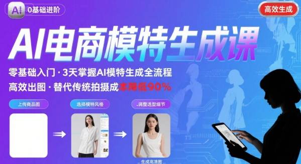 AI模特进阶课程，0基础高效生成逼真电商模特图-轻创网