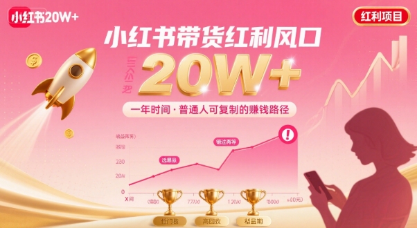 一年时间靠小红书带货项目年入20w+，最不能错的大红利项目-轻创网