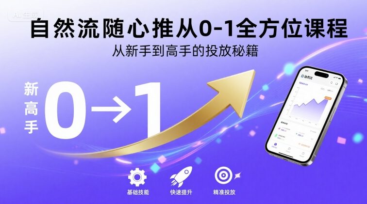 自然流随心推从0-1全方位课程，从新手到高手的投放秘籍-轻创网