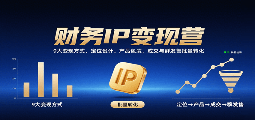 财务IP变现营：9大变现方式、定位设计、产品包装，成交与群发售批量转化-轻创网