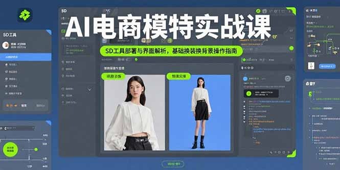 AI电商模特实战课，SD工具部署与界面解析，基础换装换背景操作指南-轻创网