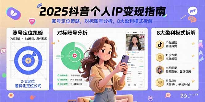 2025抖音个人IP变现指南，账号定位策略，对标账号分析，8大盈利模式拆解-轻创网