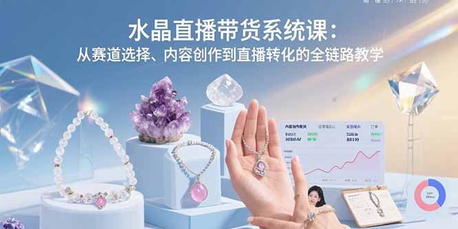 水晶直播带货系统课：从赛道选择、内容创作到直播转化的全链路教学-轻创网