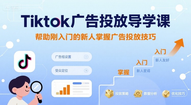 Tiktok广告投放导学课，帮助刚入门的新人掌握广告投放技巧-轻创网