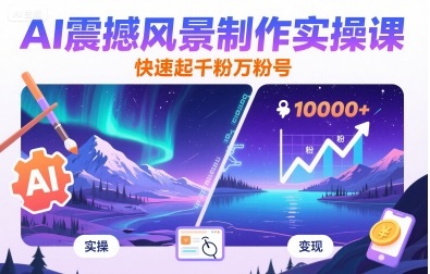 AI震撼风景制作实操课，快速起千粉万粉号-轻创网