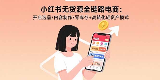 小红书无货源全链路电商：开店选品/内容制作/零库存+高转化轻资产模式-轻创网