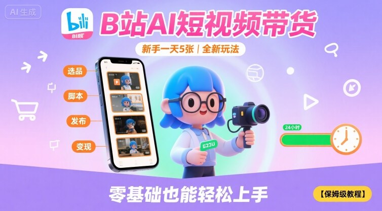 B站AI短视频带货，新手一天5张，全新玩法【保姆级教程】-轻创网
