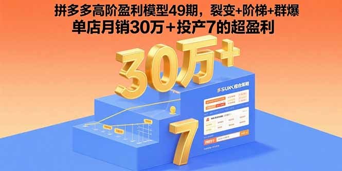 拼多多高阶盈利模型49期，裂变+阶梯+群爆 单店月销30万+投产7的超盈利-轻创网