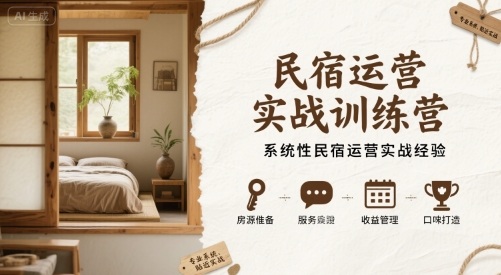 民宿运营实战训练营，系统性民宿运营实战经验-轻创网