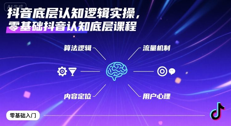 抖音底层认知逻辑实操，零基础抖音认知底层课程-轻创网