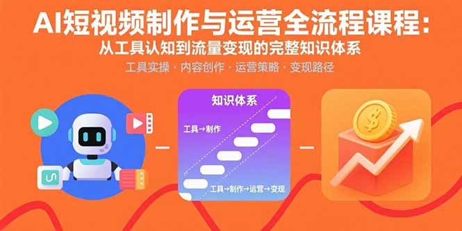 AI短视频制作与运营全流程课程：从工具认知到流量变现的完整知识体系-轻创网