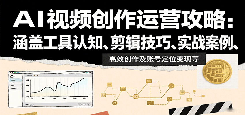 AI视频创作运营攻略：涵盖工具认知、剪辑技巧、实战案例、高效创作及账号定位变现等-轻创网