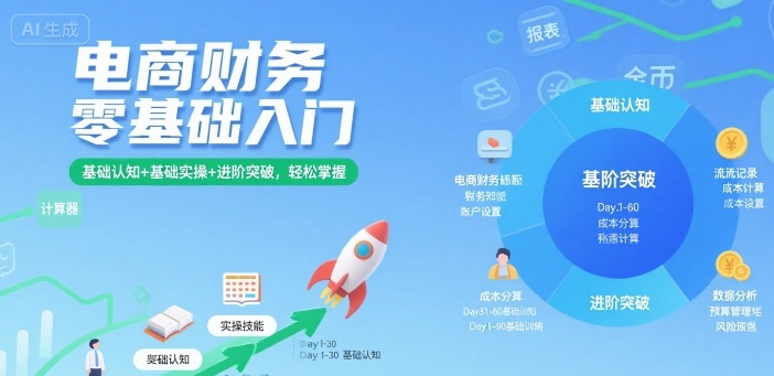 电商财务零基础入门，基础认知+基础实操+进阶突破，轻松掌握-轻创网