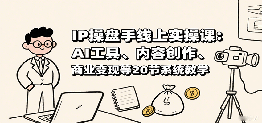 IP操盘手线上实操课：AI工具、内容创作、商业变现等20节系统教学-轻创网