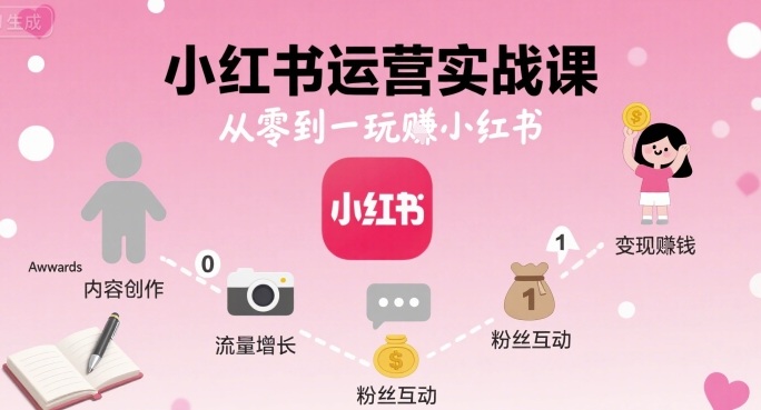 小红书运营实战课，从零到一玩賺小红书-轻创网