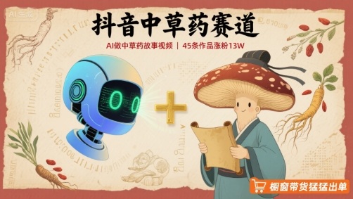 抖音中草药赛道，用AI做中草药故事视频，45条作品涨粉13W，橱窗带货猛猛出单-轻创网