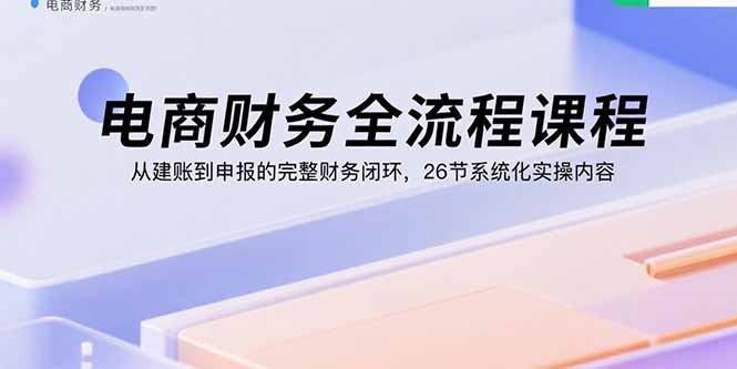 电商财务全流程课程：从建账到申报的完整财务闭环，26节系统化实操内容-轻创网