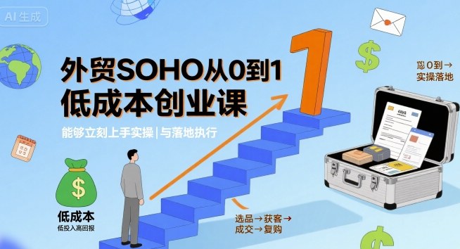 外贸SOHO从0到1低成本创业课，能够立刻上手实操与落地执行-轻创网