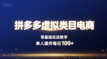 拼多多虚拟类目电商，零基础实战教学，单人操作每日100+-轻创网