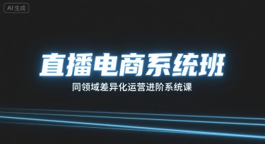 直播电商系统班，同领域差异化运营进阶系统课-轻创网
