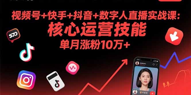 视频号+快手+抖音+数字人直播实战课(9月-轻创网