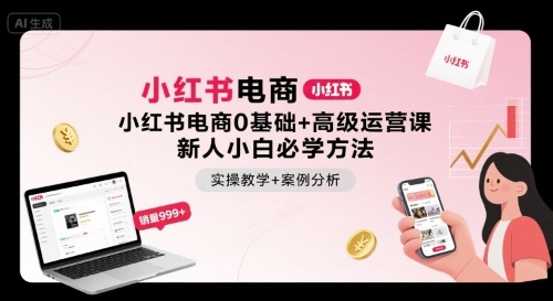 小红书电商0基础+高级运营课，新人小白必学方法，实操教学+案例分析-轻创网