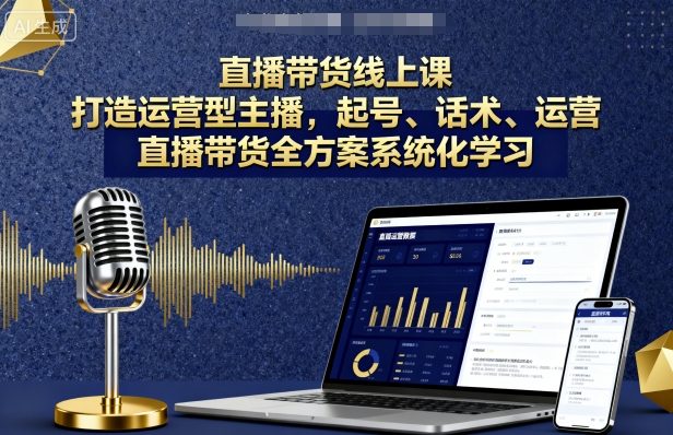 直播带货线上课，打造运营型主播，起号、话术、运营，直播带货全方案系统化学习-轻创网