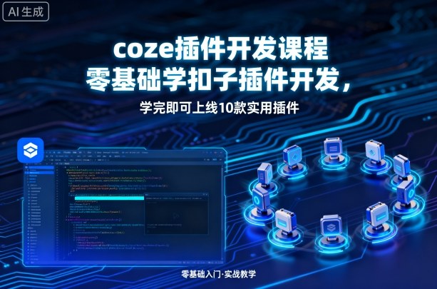 coze插件开发课程，零基础学扣子插件开发，学完即可上线10款实用插件-轻创网