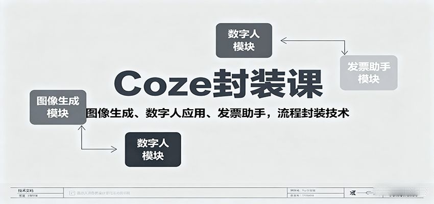 Coze封装课,图像生成、数字人应用、发票助手,流程封装技术-轻创网