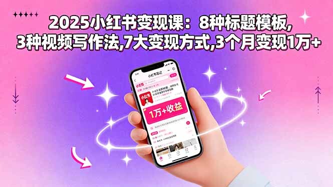 2025小红书变现课：8种标题模板,3种视频写作法,7大变现方式,3个月变现1万+-轻创网