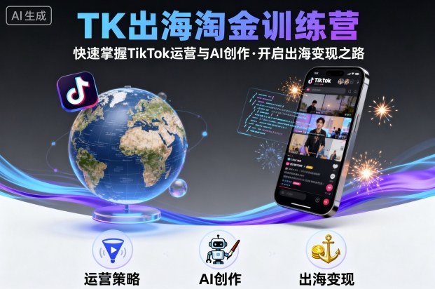 TK出海淘金训练营，助你快速掌握TikTok运营与AI创作，开启出海变现之路-轻创网