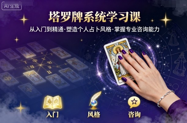 塔罗牌系统学习课,助你从入门到精通,塑造个人占卜风格,掌握专业咨询能力-轻创网