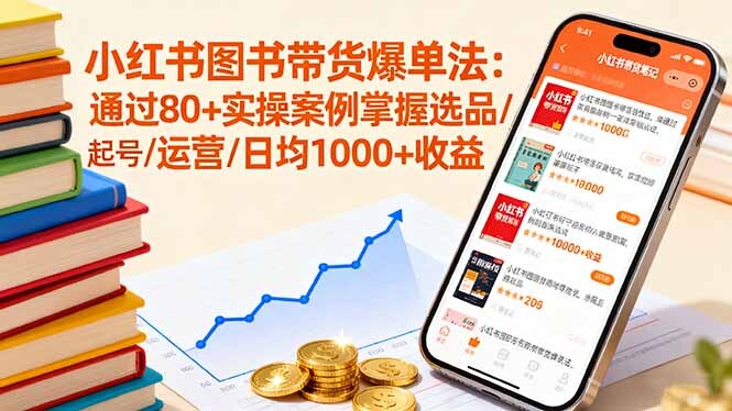 小红书图书带货爆单法：通过80+实操案例掌握选品/起号/运营/日均1000+收益-轻创网