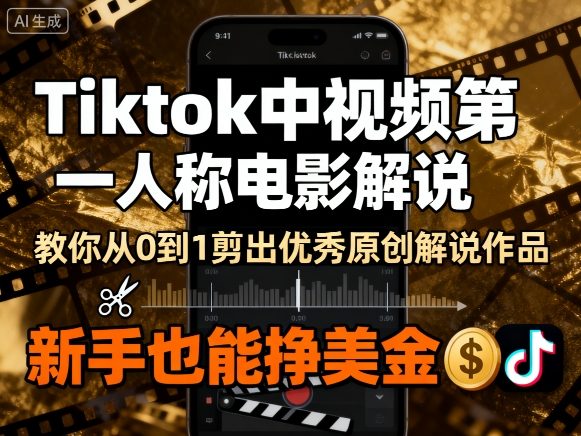 Tiktok中视频第一人称电影解说，教你从0到1剪出一个优秀的原创解说作品，新手也能挣美金-轻创网