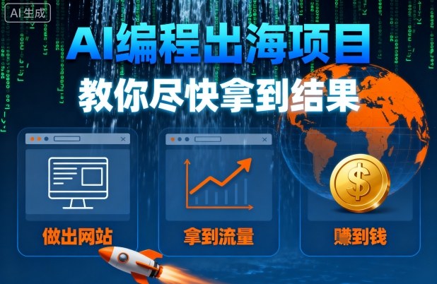 AI编程出海项目，教你尽快拿到结果-做出网站、拿到流量、賺到钱-轻创网