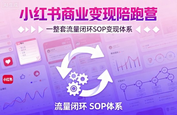小红书商业变现陪跑营，轻IP矩阵 私域获客 聚光投流，一整套流量闭环SOP变现体系-轻创网