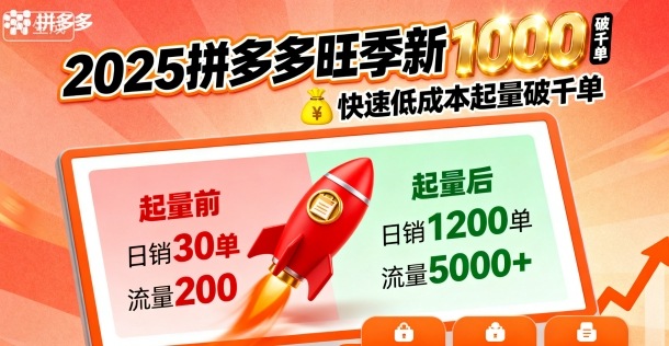 2025拼多多旺季新老店铺——快速低成本起量破千单-轻创网
