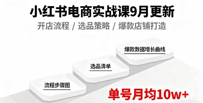 小红书电商实战课9月更新，开店流程/选品策略/爆款店铺打造，单号月均10w+-轻创网