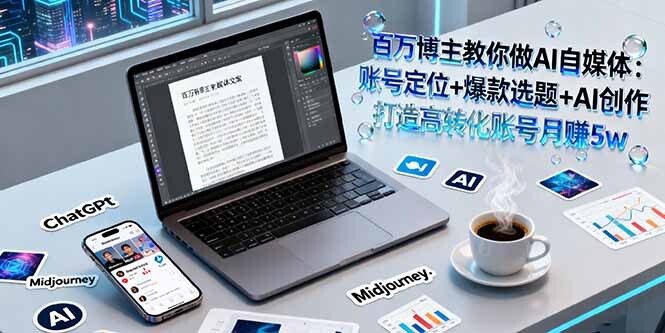 百万博主教你做AI自媒体：账号定位+爆款选题+AI创作 打造高转化账号月赚5w-轻创网